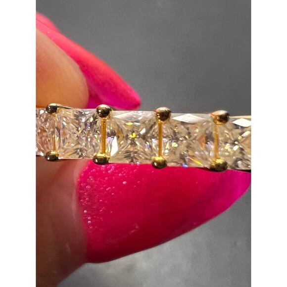 Moissanite 7 stone ring yg over sterling silver ring size 9 - Picture 2 of 11